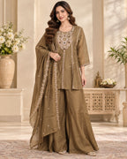 Olive Green Embroidered 3-Piece Suit Set for Women with Dupatta