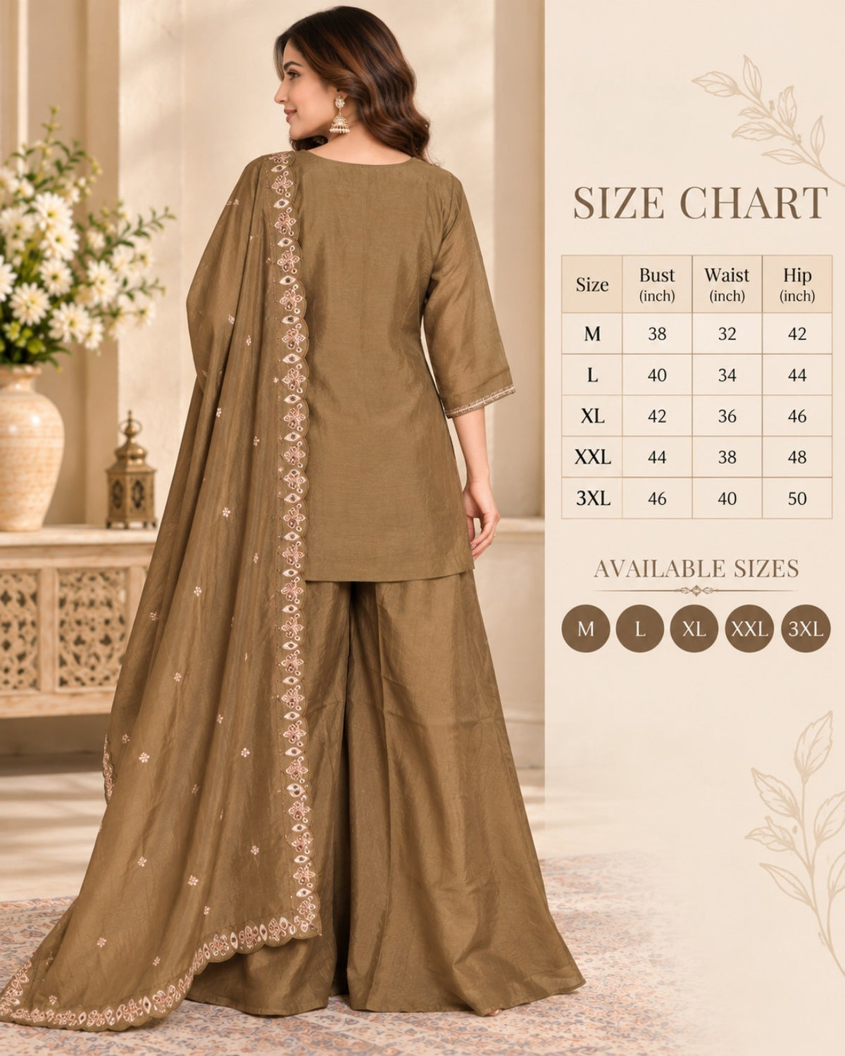 Olive Green Embroidered 3-Piece Suit Set for Women with Dupatta