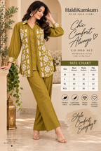 Olive Green Floral Embroidered Co-Ord Set
