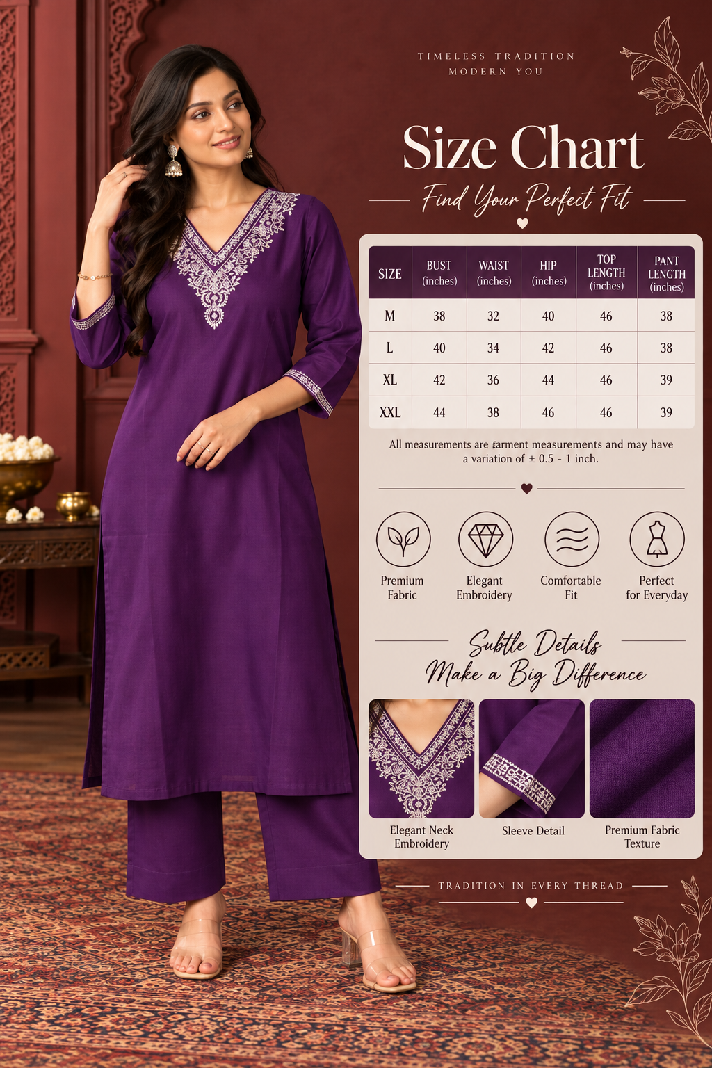 Purple printed kurta pant set with matching floral geometric dupatta