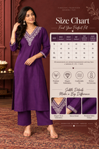 Purple printed kurta pant set with matching floral geometric dupatta