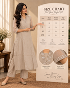 Beige embellished kurta pant set for festive and traditional wear