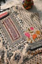Cream Floral Printed Kurta Palazzo Set with Dupatta for Women