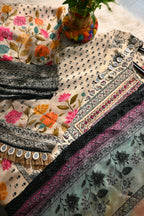 Cream Floral Printed Kurta Palazzo Set with Dupatta for Women