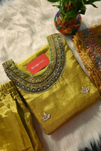Mustard Embroidered Kurta Set with Printed Dupatta for Women