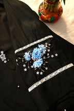 Black Floral Printed Kurta Palazzo Set for Women