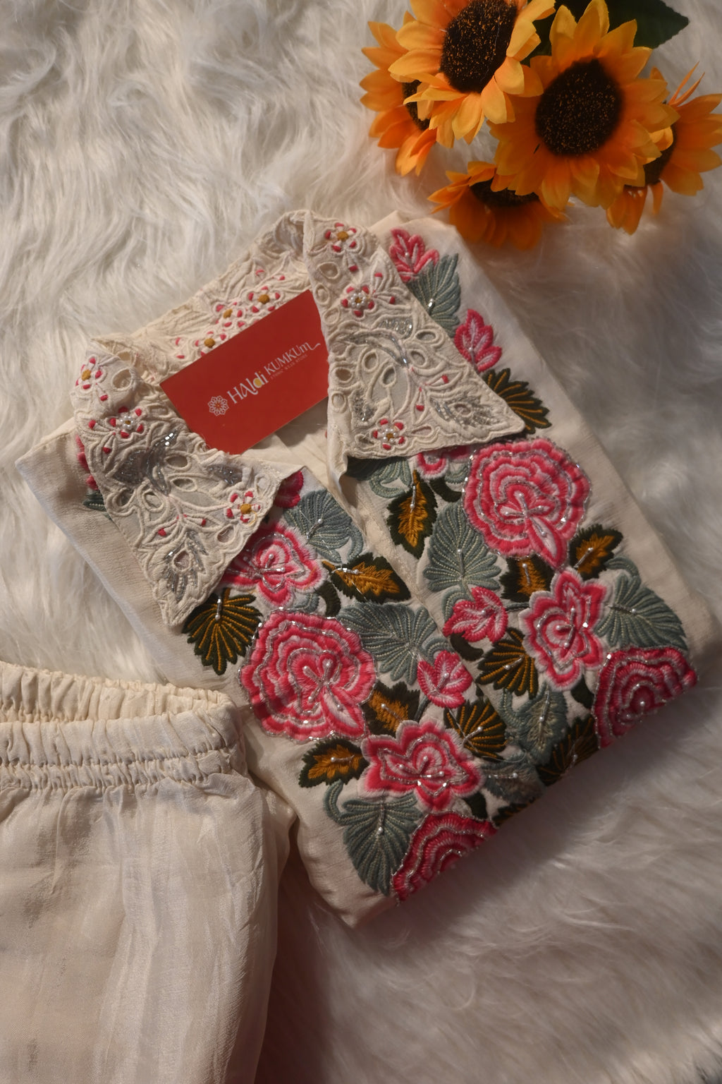 Floral Embroidered Co-Ord Set for Women | Premium Ethnic Shirt & Pant Set