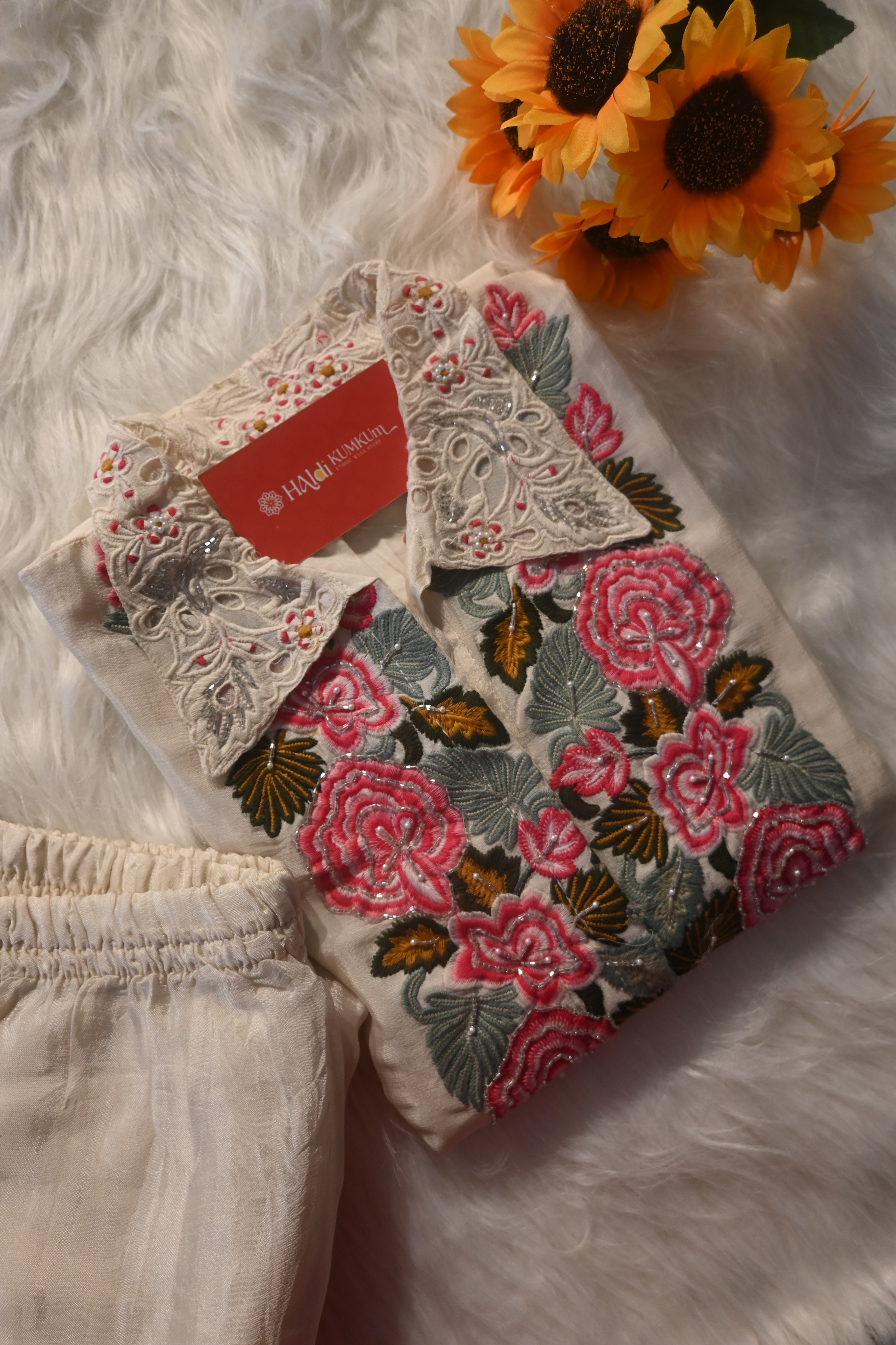 Floral Embroidered Co-Ord Set for Women | Premium Ethnic Shirt & Pant Set