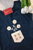 Navy Blue Sleeveless Kurta Set for Women | Minimal Embroidered Ethnic Wear