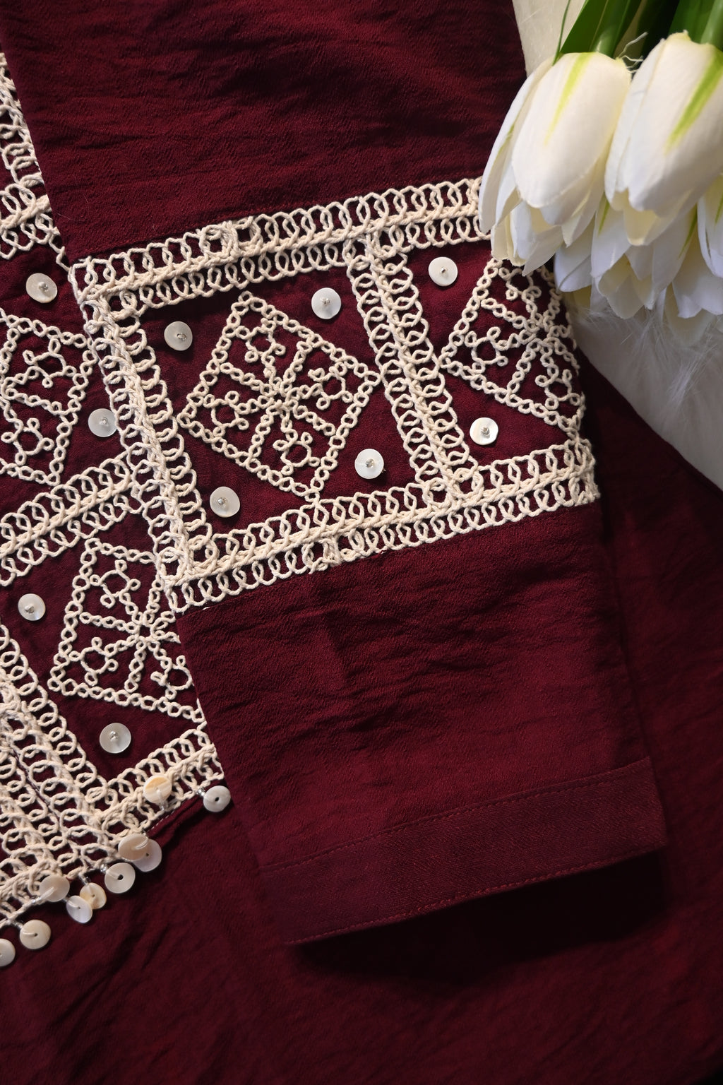 Maroon Embroidered Co-Ord Set for Women | Elegant Ethnic Cord Set
