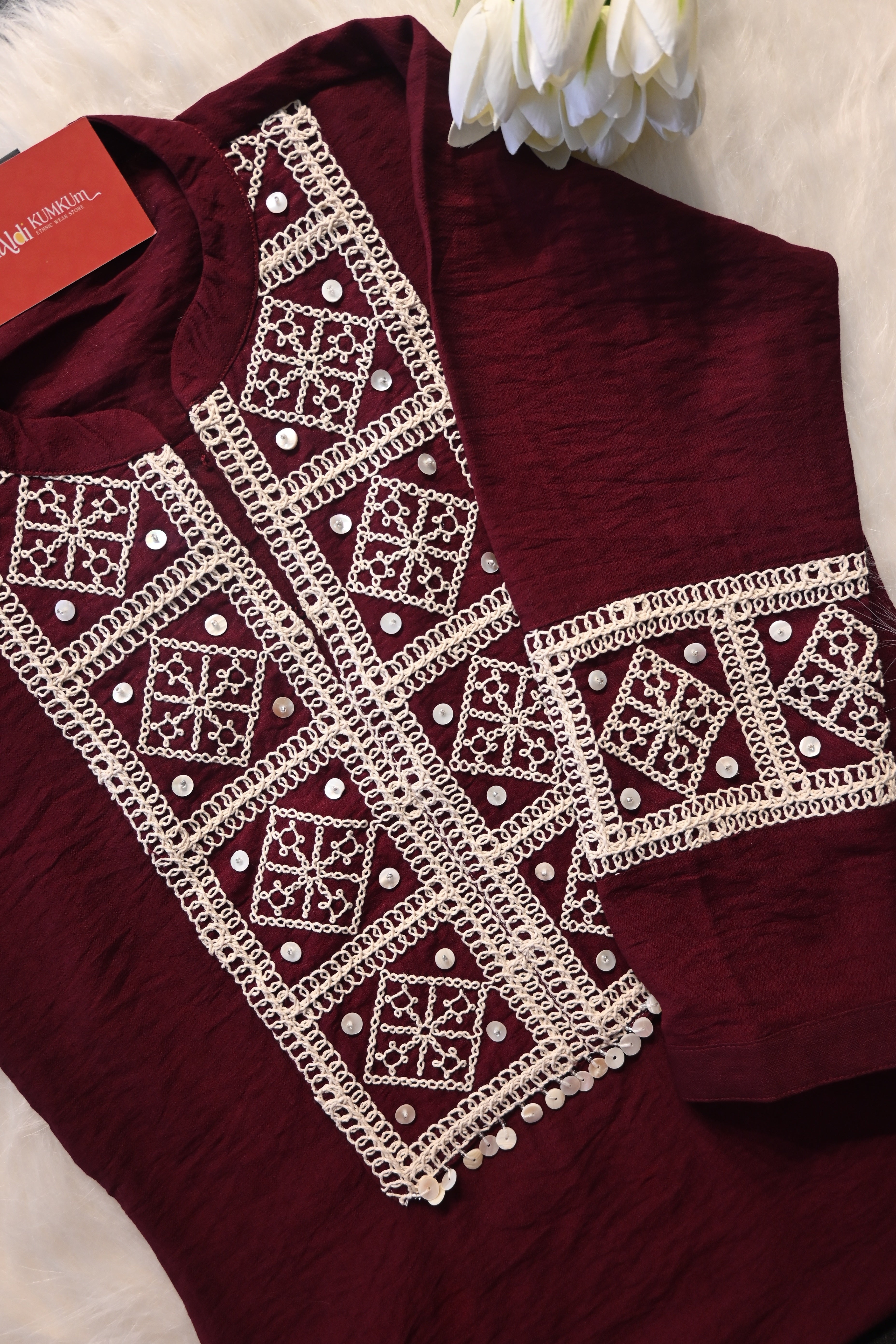 Maroon Embroidered Co-Ord Set for Women | Elegant Ethnic Cord Set