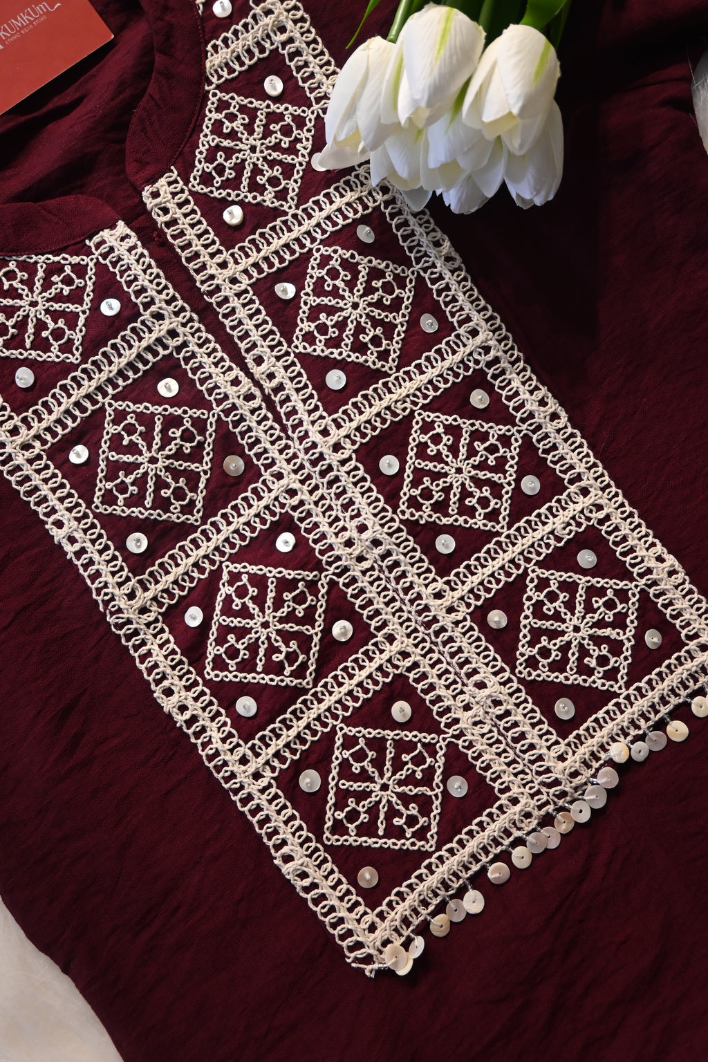 Maroon Embroidered Co-Ord Set for Women | Elegant Ethnic Cord Set