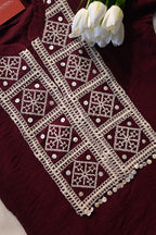 Maroon Embroidered Co-Ord Set for Women | Elegant Ethnic Cord Set