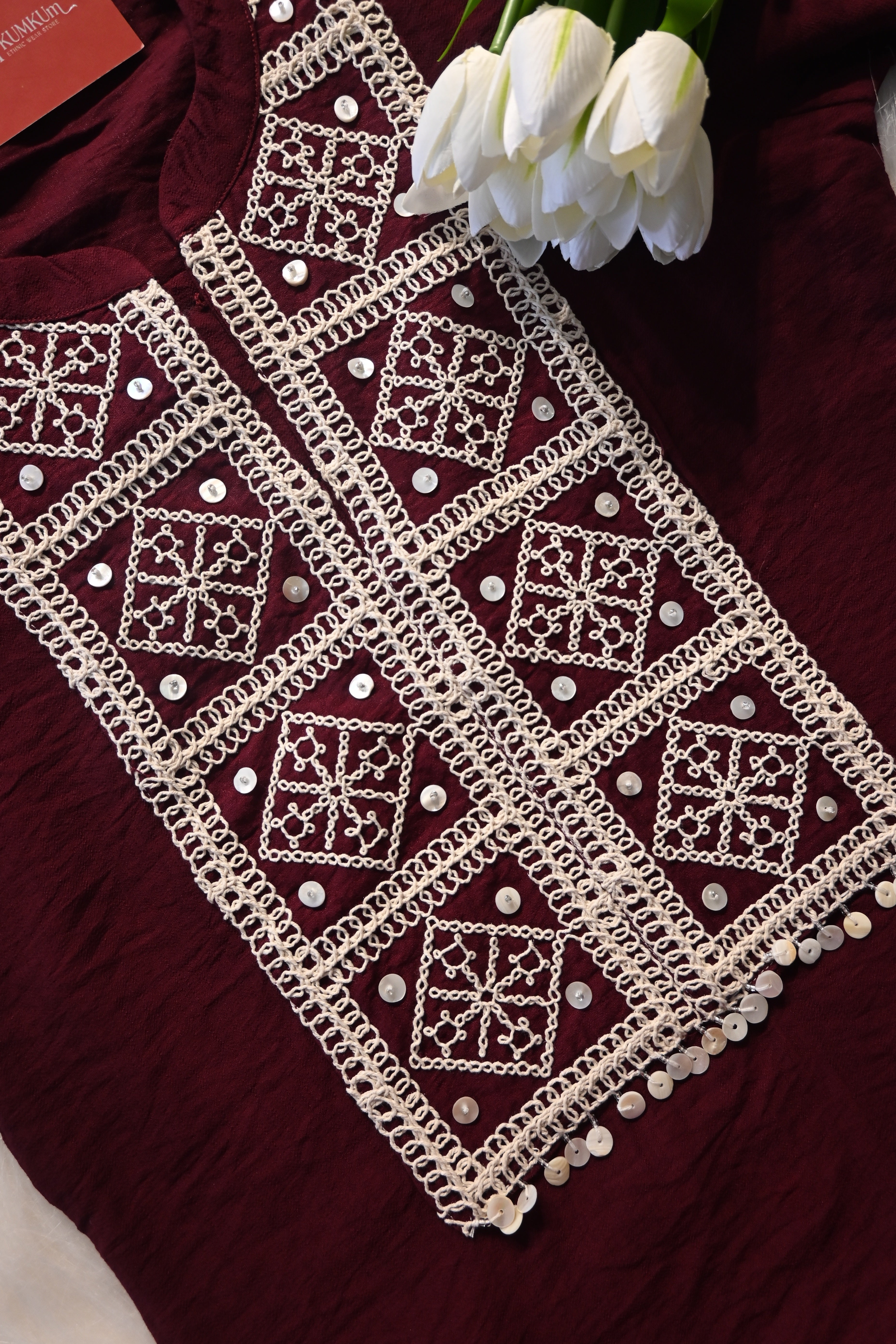 Maroon Embroidered Co-Ord Set for Women | Elegant Ethnic Cord Set