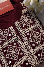 Maroon Embroidered Co-Ord Set for Women | Elegant Ethnic Cord Set