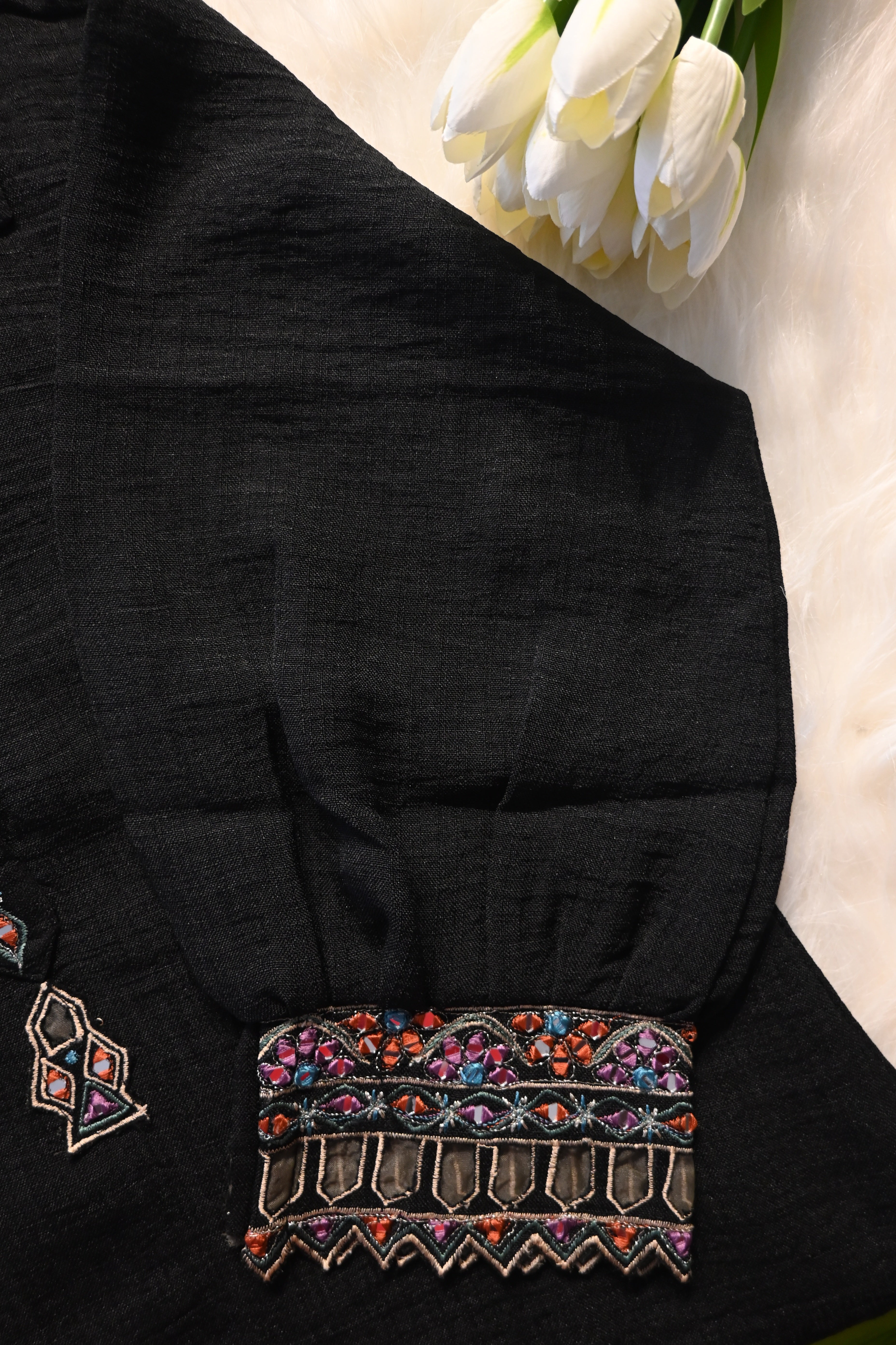 Black Khadi Co-Ord Set for Women | Handcrafted Ethnic Kurta Pant Set