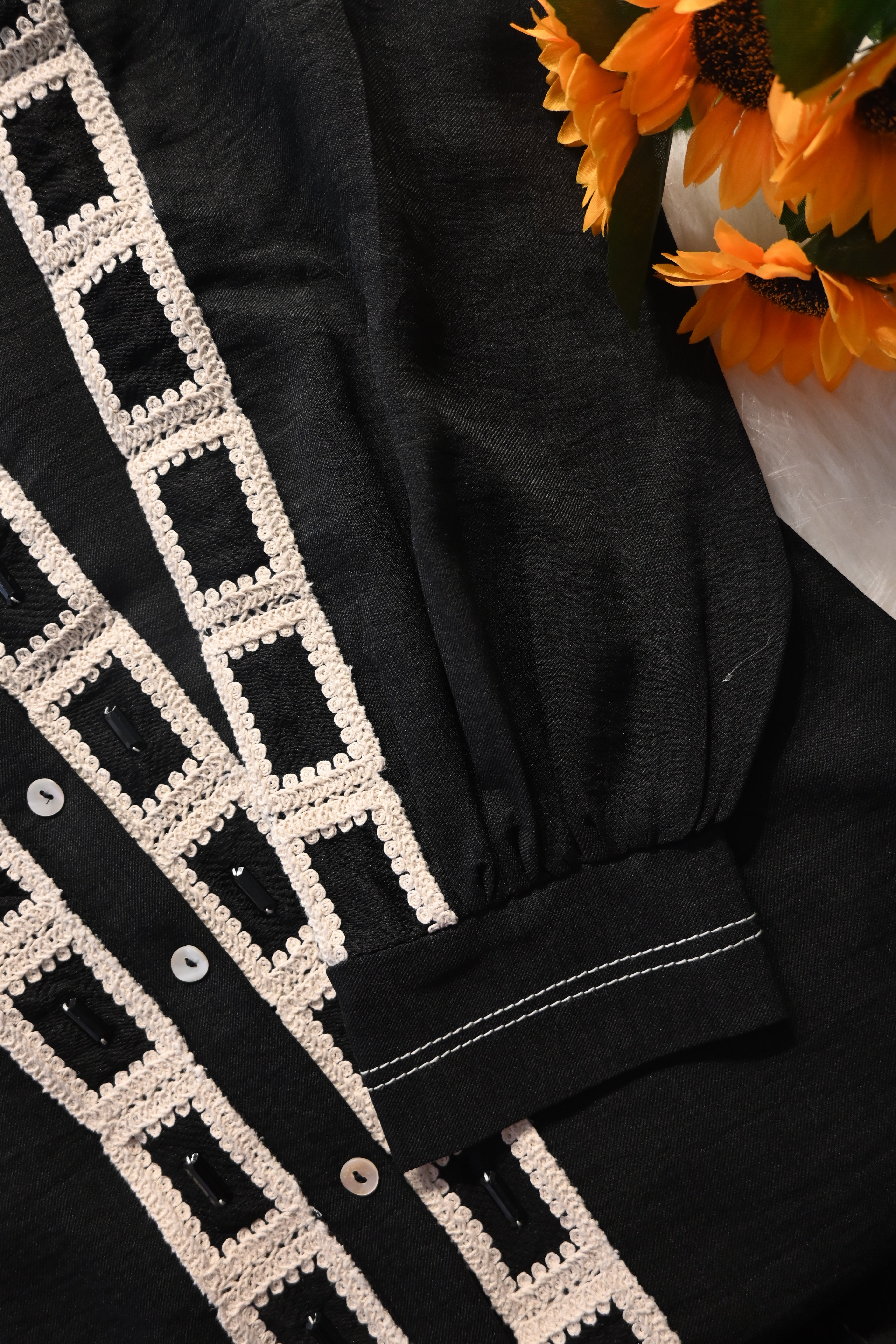 Black Statement Co-Ord Set with Contrast Panel Design | Premium Ethnic Cord Set for Women