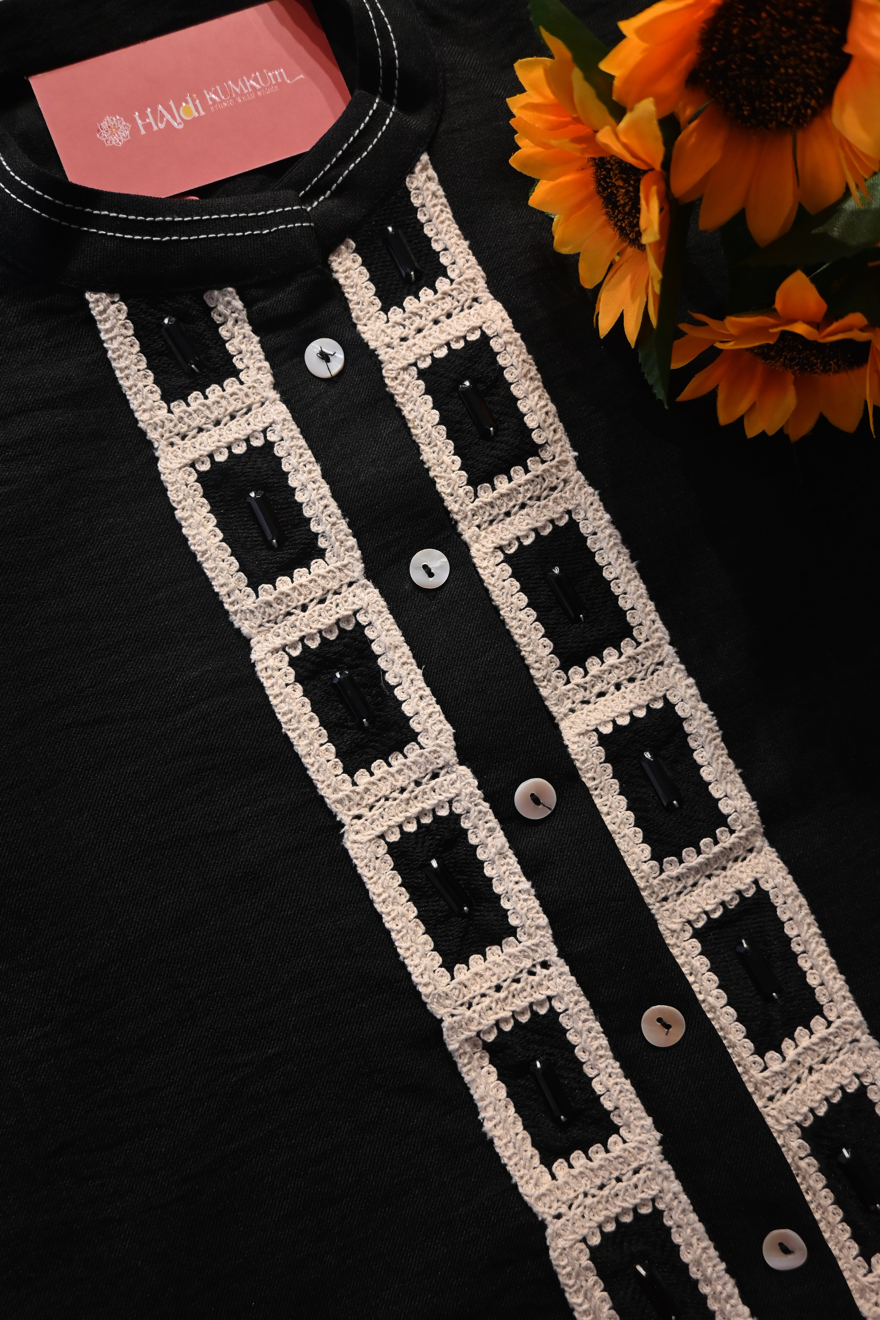 Black Statement Co-Ord Set with Contrast Panel Design | Premium Ethnic Cord Set for Women