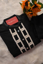 Black Statement Co-Ord Set with Contrast Panel Design | Premium Ethnic Cord Set for Women