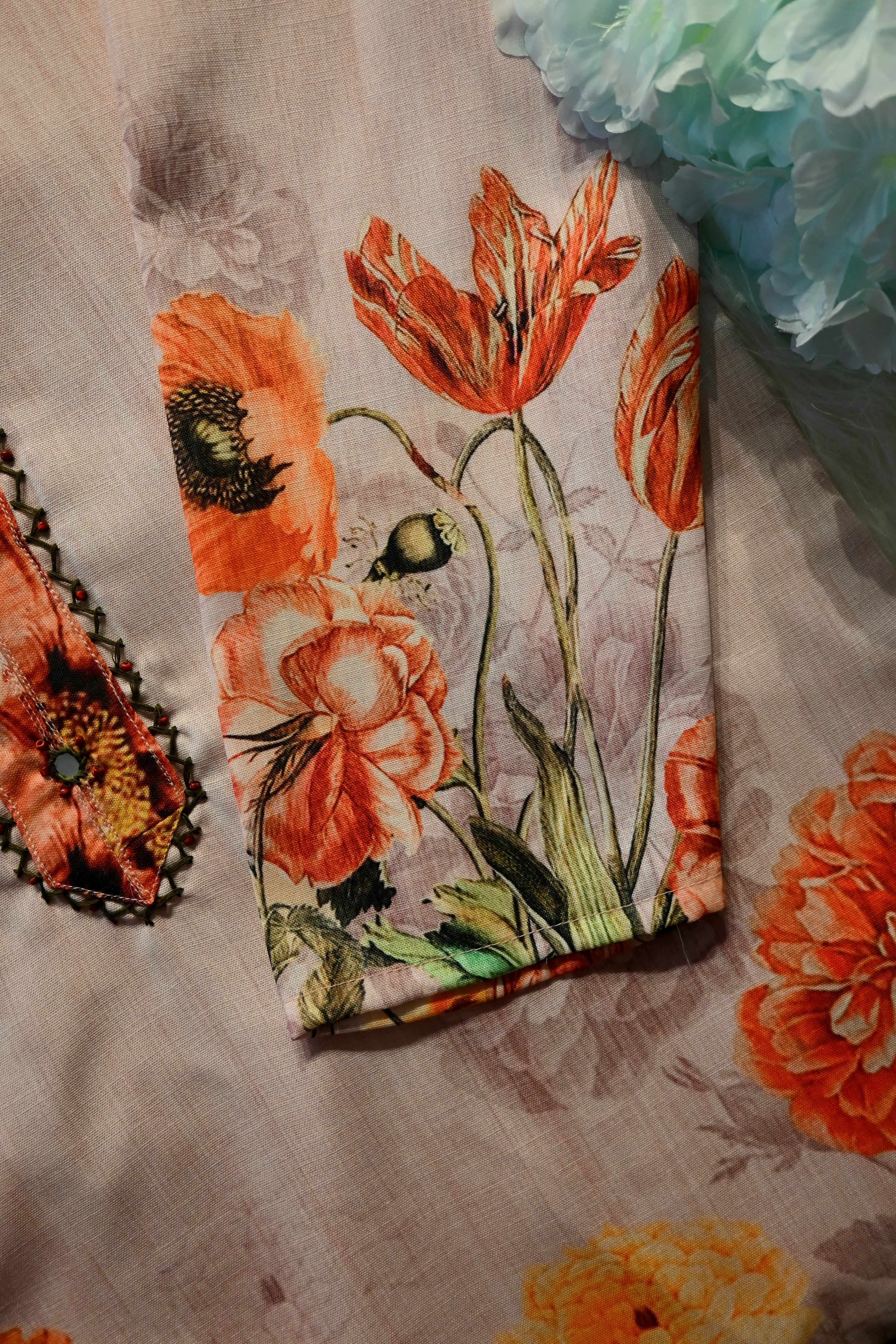 Peach Floral Printed Co-Ord Set for Women | Elegant Cotton Ethnic Wear