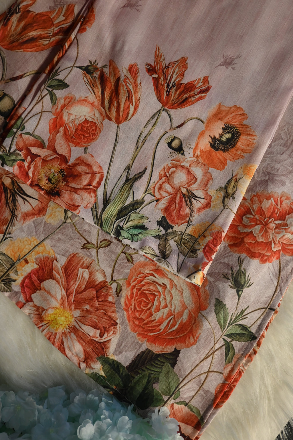 Peach Floral Printed Co-Ord Set for Women | Elegant Cotton Ethnic Wear