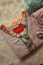 Peach Floral Printed Co-Ord Set for Women | Elegant Cotton Ethnic Wear