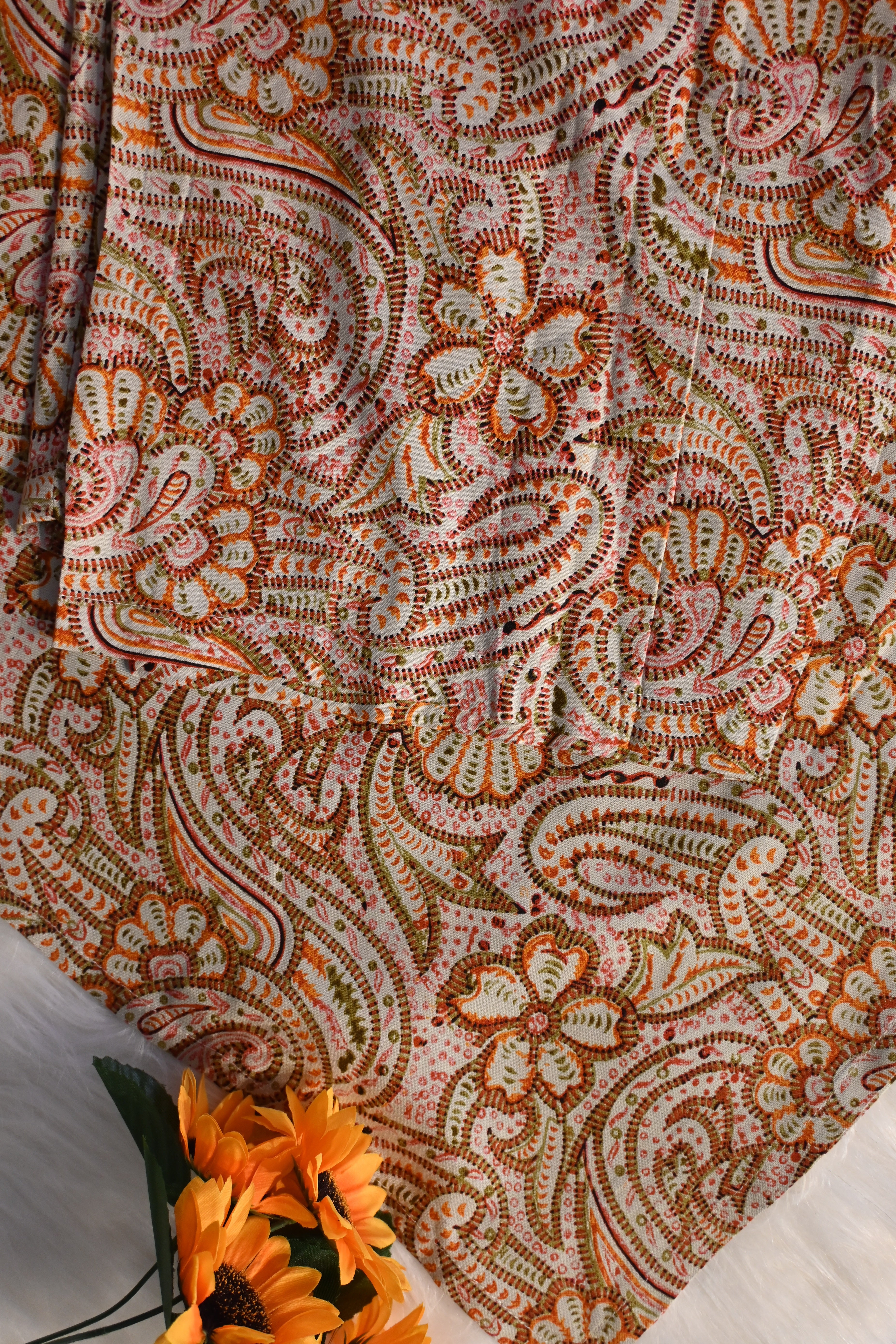 Beige Paisley Printed Co-Ord Set for Women | Classic Ethnic Kurta Pant Set