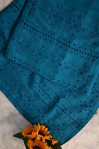 Teal Blue Embroidered Co-Ord Set for Women | Elegant Cotton Kurta Pant Set