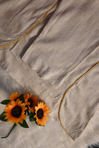 Beige Khadi Cotton Co-Ord Set for Women | Hand Embroidered Kurta Pant Set