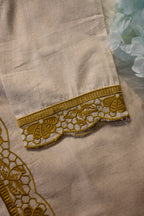 Beige Khadi Cotton Co-Ord Set with Yellow Embroidery | Handcrafted Ethnic Wear for Women
