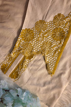 Beige Khadi Cotton Co-Ord Set with Yellow Embroidery | Handcrafted Ethnic Wear for Women