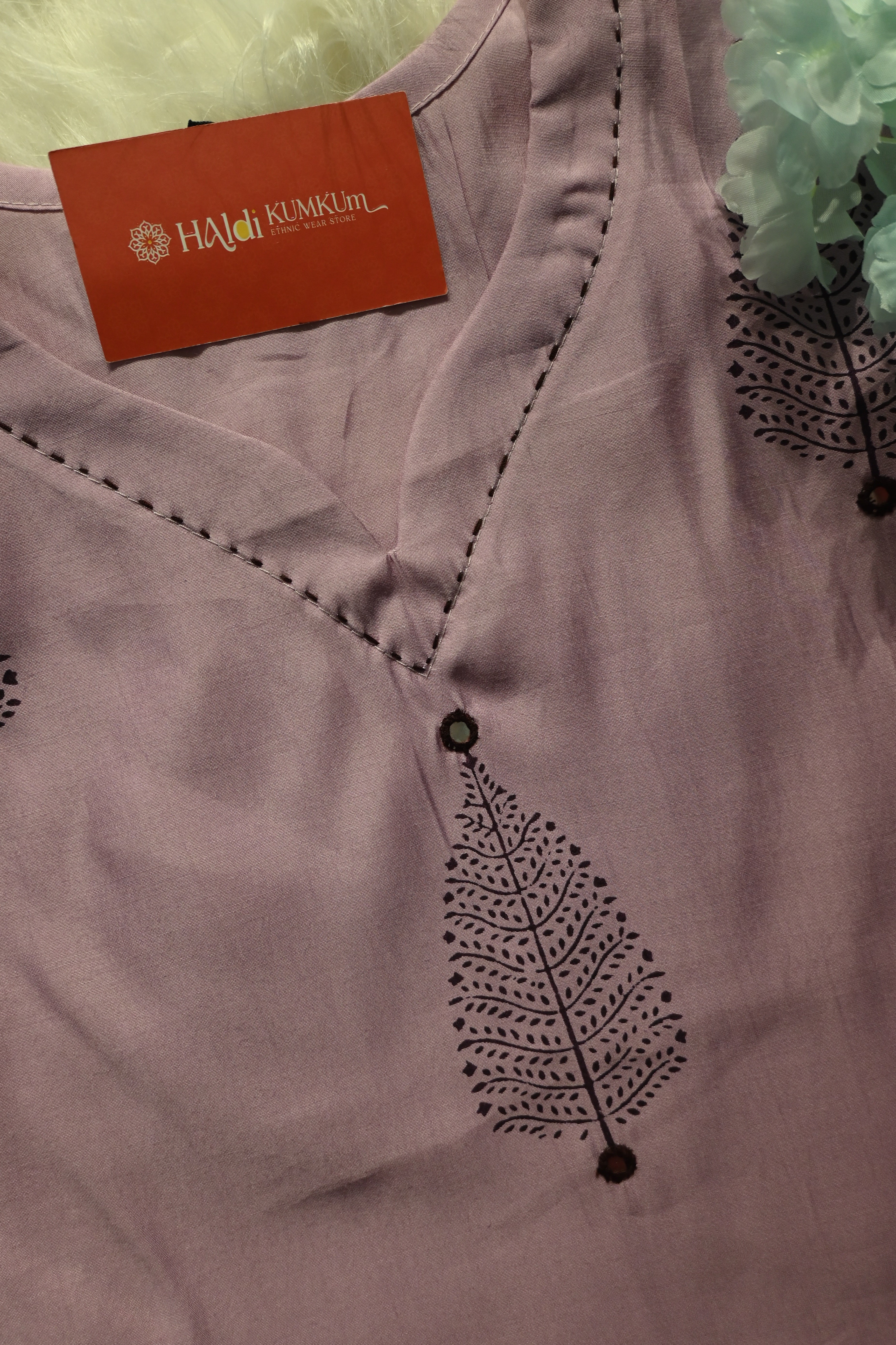 Lavender Cotton Kurta Pant Set for Women | Sleeveless Printed Ethnic Set