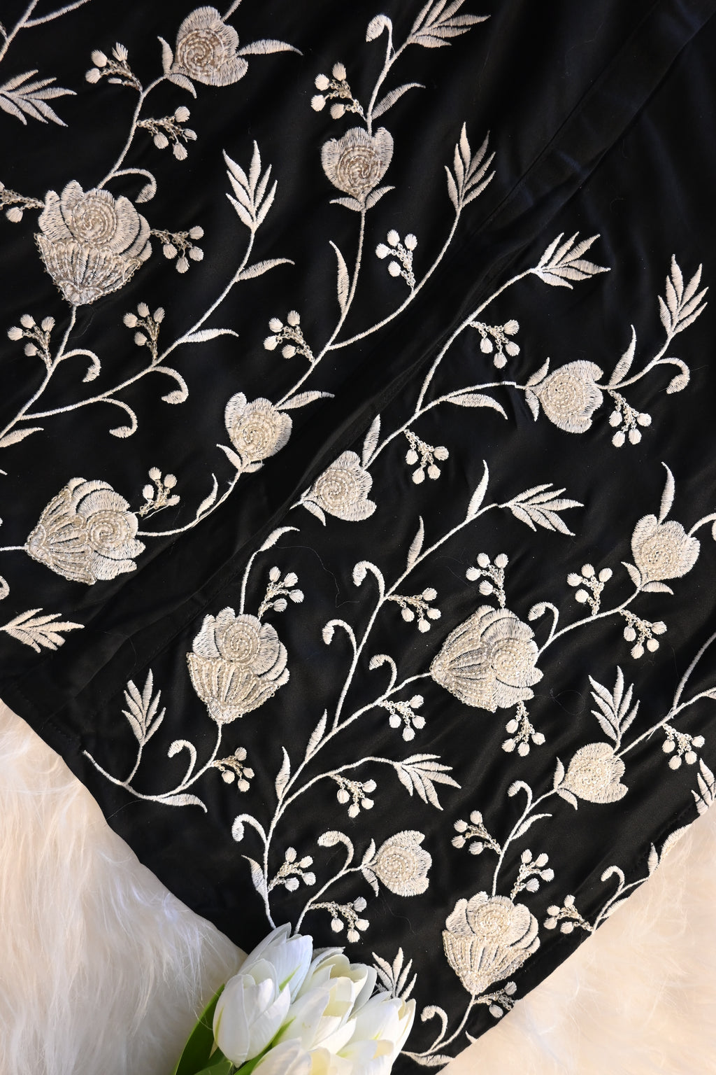 Black Floral Embroidered Co-Ord Set for Women | Elegant Designer Ethnic Cord Set