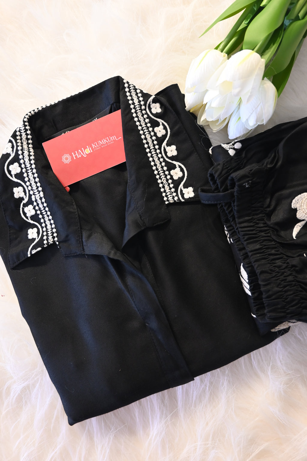 Black Floral Embroidered Co-Ord Set for Women | Elegant Designer Ethnic Cord Set