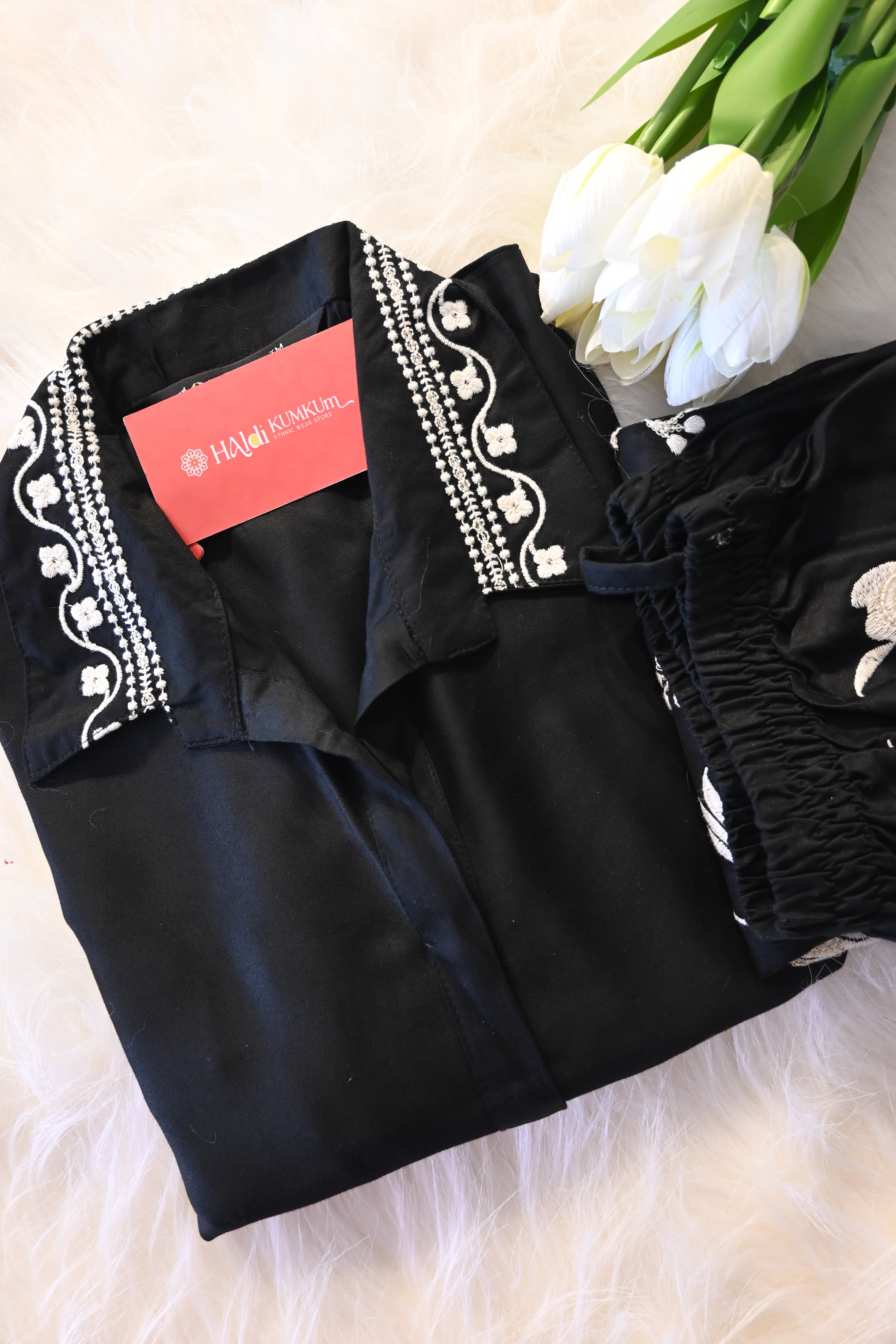 Black Floral Embroidered Co-Ord Set for Women | Elegant Designer Ethnic Cord Set