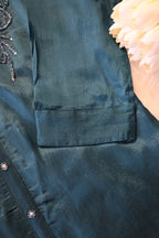 Dark Blue Embroidered Co-Ord Set for Women | Premium Shirt Style Kurta Pant Set