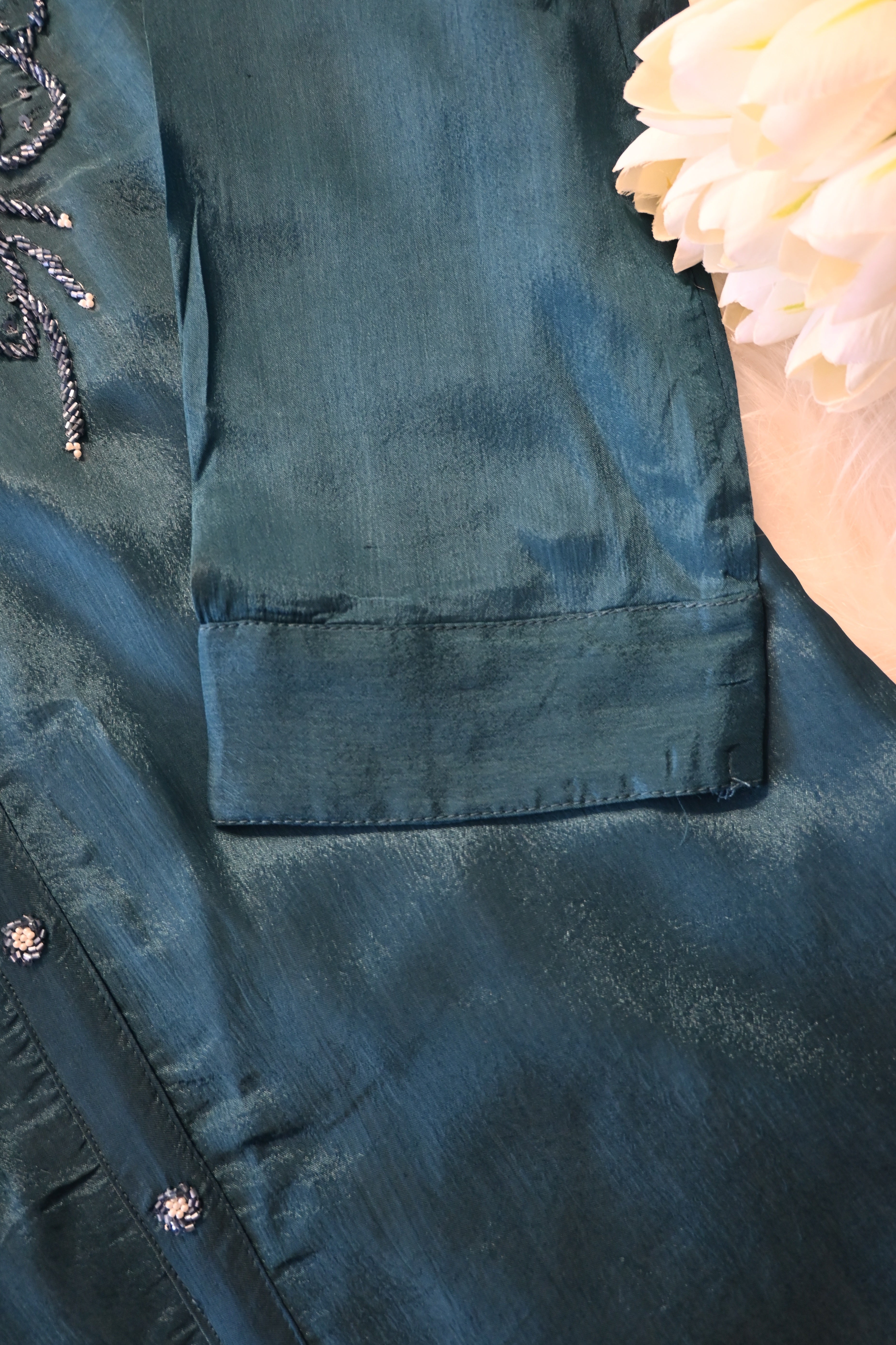 Dark Blue Embroidered Co-Ord Set for Women | Premium Shirt Style Kurta Pant Set