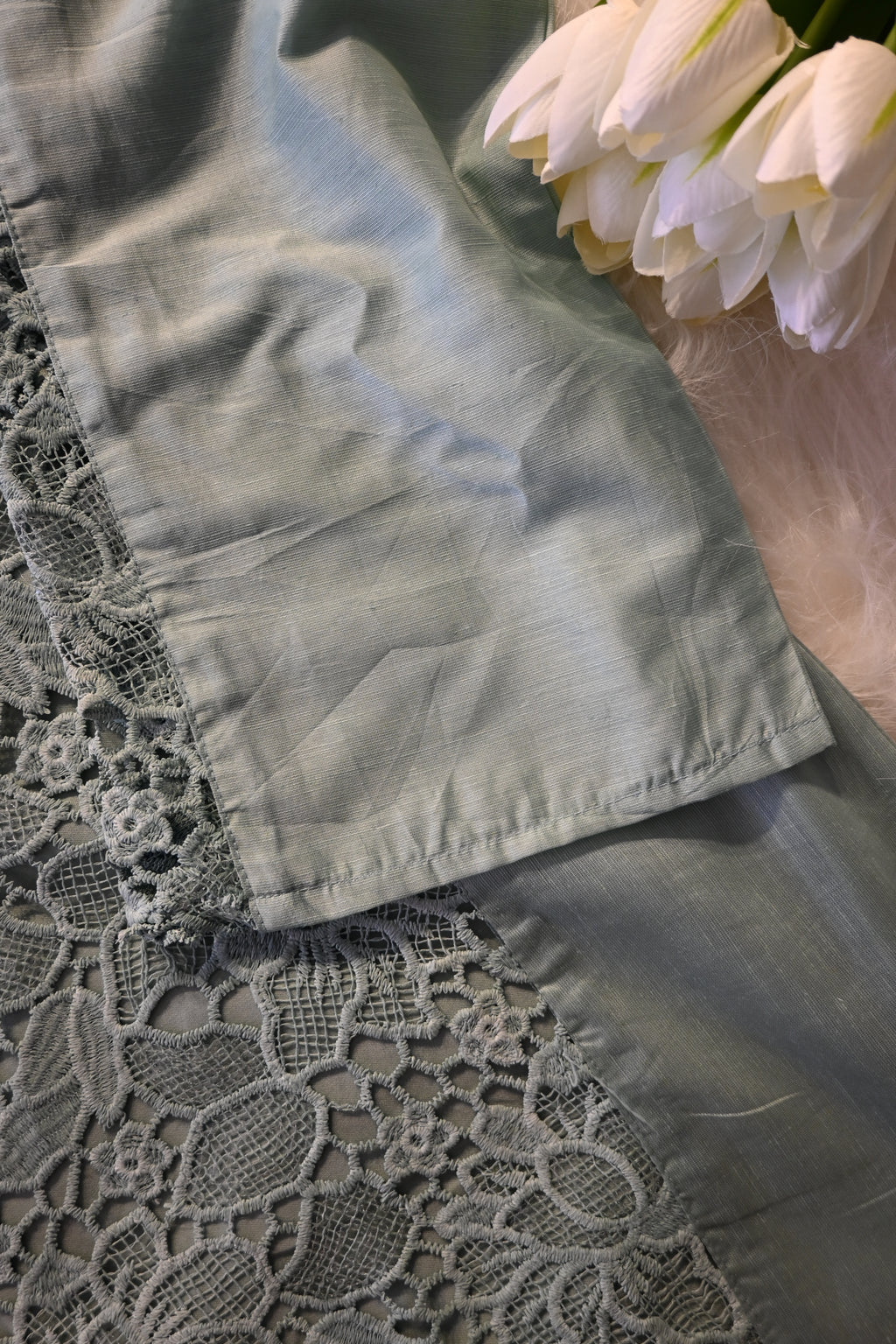 Light Blue Embroidered Kurta Pant Set for Women | Elegant Pastel Ethnic Wear