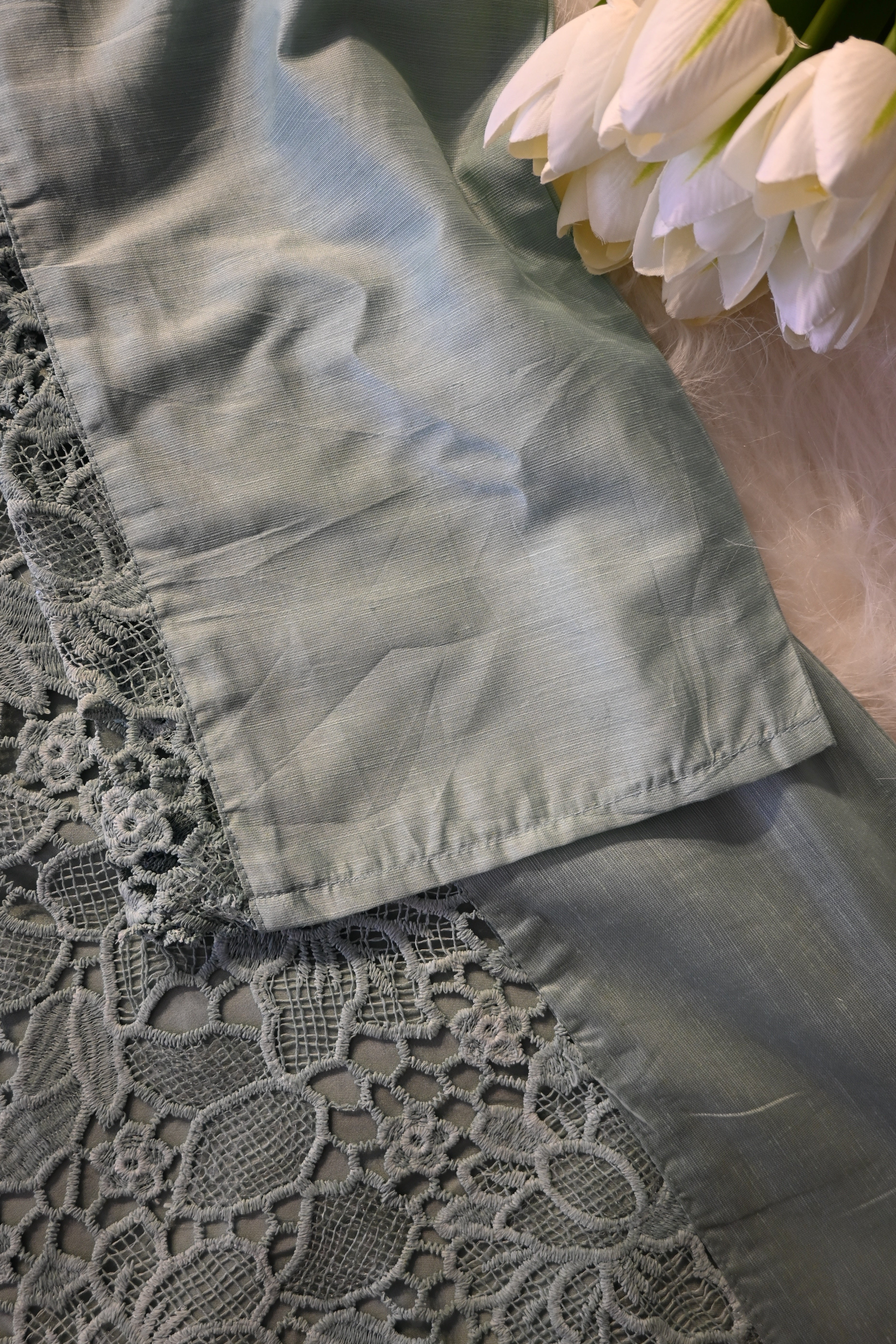 Light Blue Embroidered Kurta Pant Set for Women | Elegant Pastel Ethnic Wear