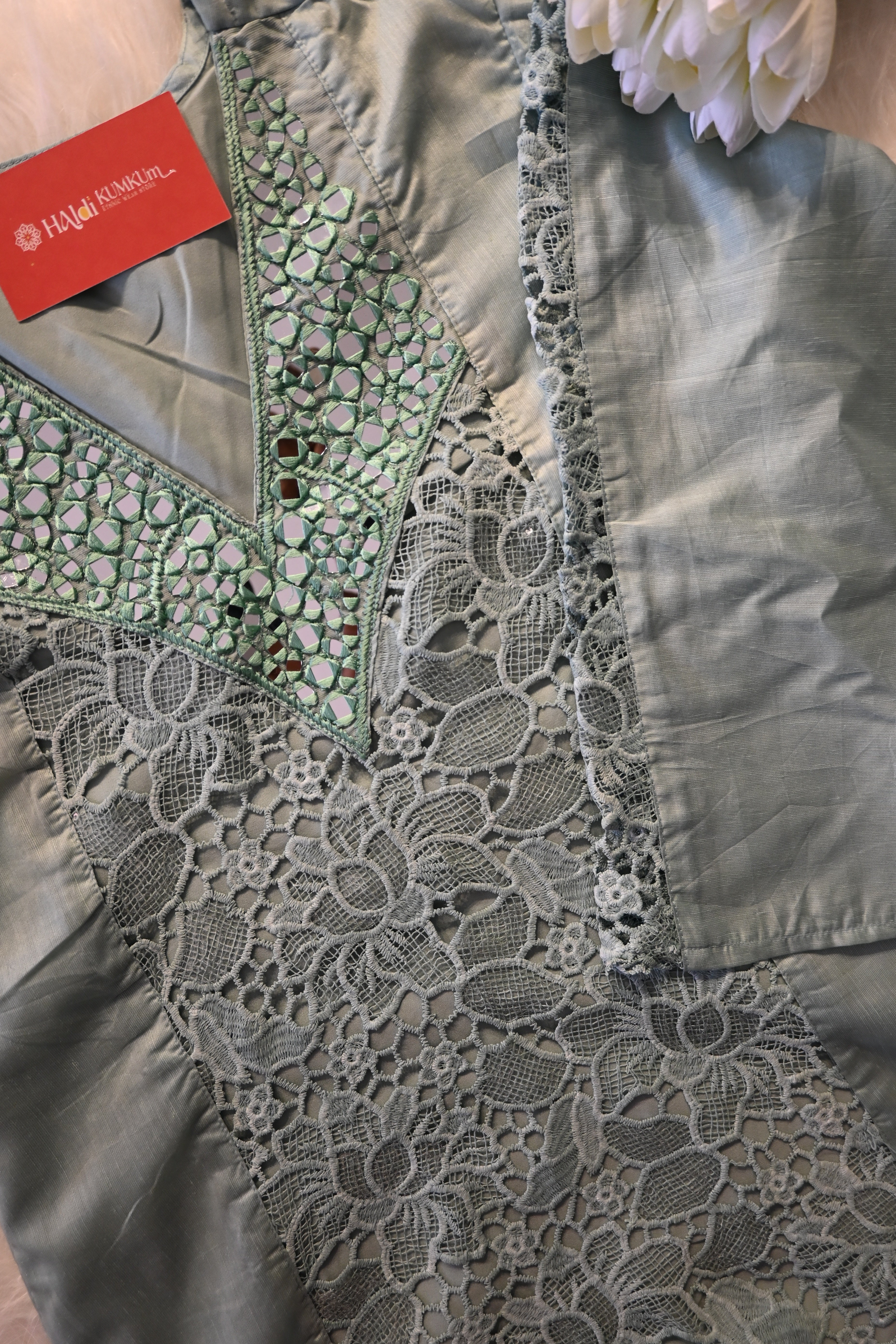 Light Blue Embroidered Kurta Pant Set for Women | Elegant Pastel Ethnic Wear