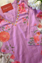 Lavender Floral Printed Co-Ord Set for Women | Elegant Cotton Ethnic Wear