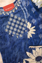 Navy Blue Printed Co-Ord Set for Women | Floral Ethnic Kurta Pant Set
