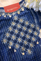 Navy Blue Printed Co-Ord Set for Women | Floral Ethnic Kurta Pant Set