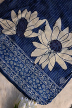 Navy Blue Printed Co-Ord Set for Women | Floral Ethnic Kurta Pant Set