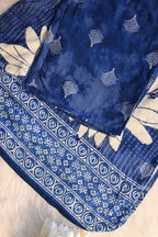 Navy Blue Printed Co-Ord Set for Women | Floral Ethnic Kurta Pant Set