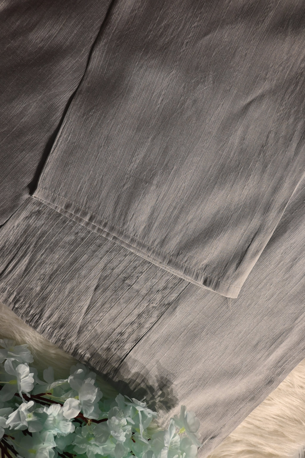 Grey Cotton Kurta Pant Set for Women | Minimal Embroidered Straight Kurta Set