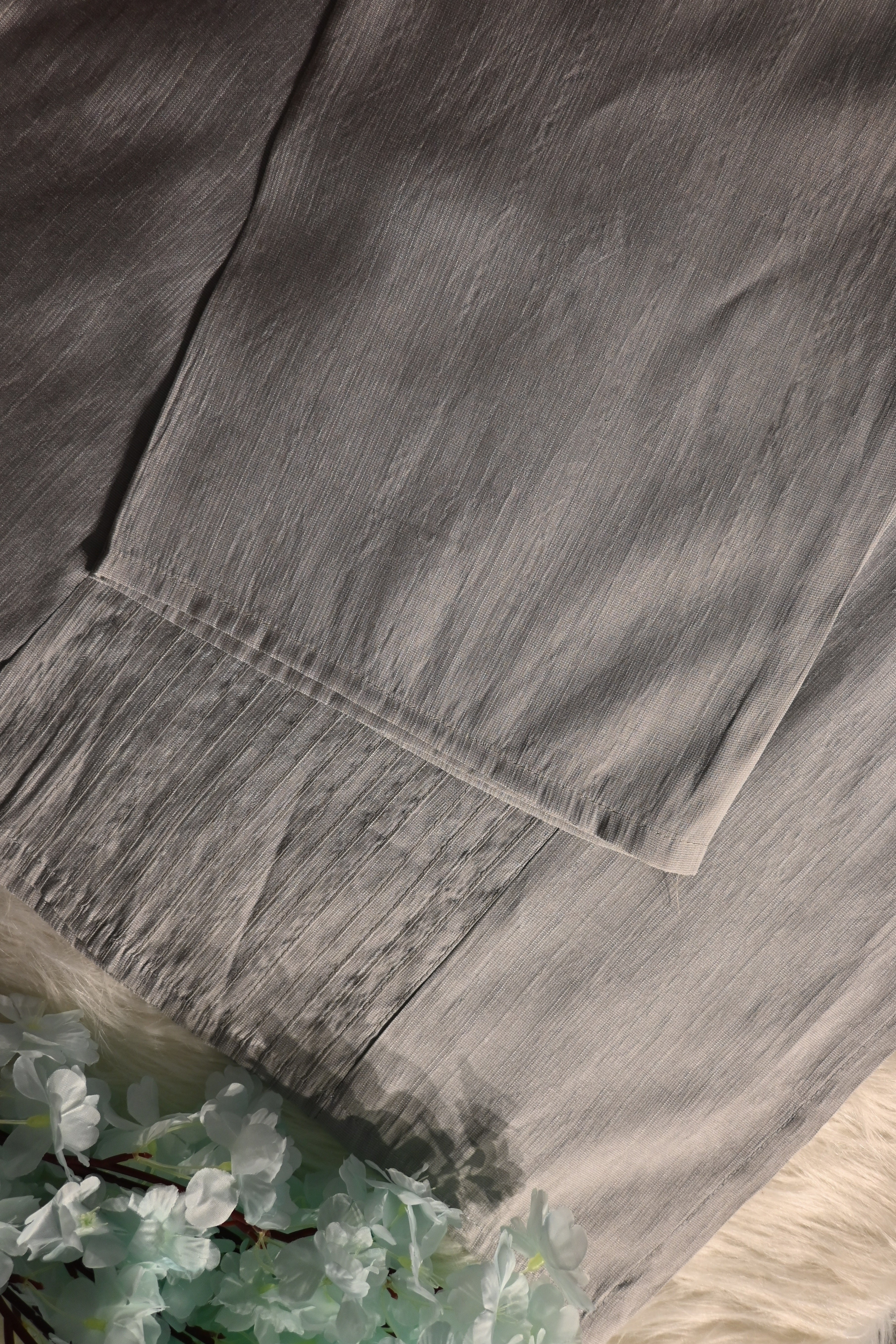 Grey Cotton Kurta Pant Set for Women | Minimal Embroidered Straight Kurta Set