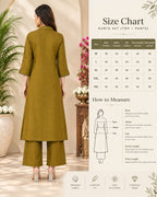 Olive Green Printed Kurta Pant Set for Women