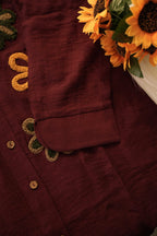 Maroon Floral Embroidered Co-Ord Set for Women | Designer Ethnic Cord Set
