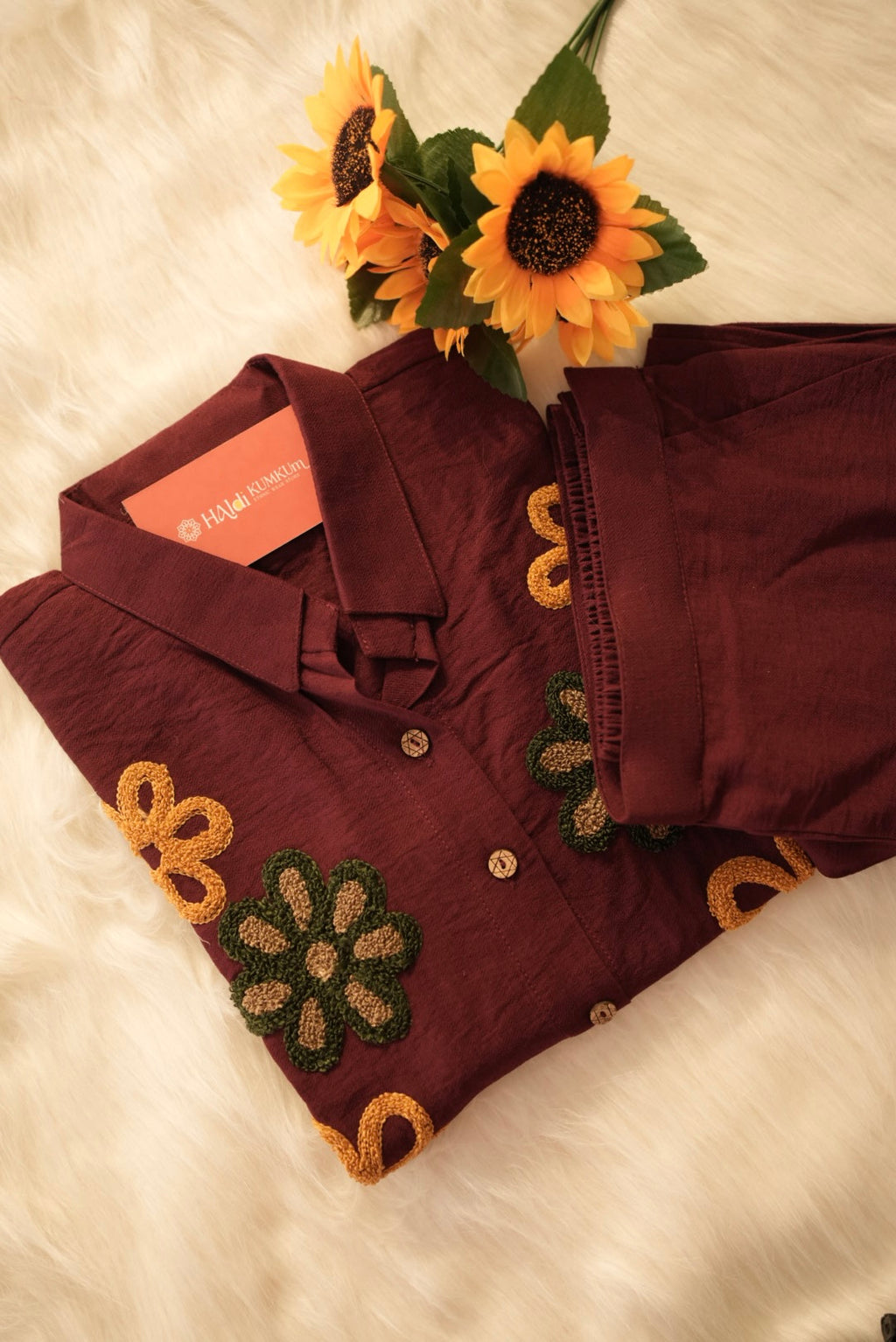 Maroon Floral Embroidered Co-Ord Set for Women | Designer Ethnic Cord Set